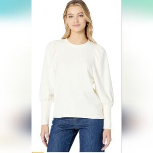 Madewell Piglet Mutton Sleeve Top In Antique Cream Size XL